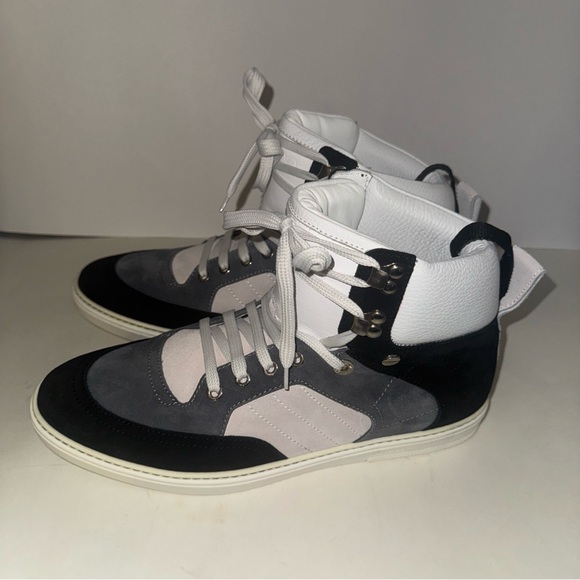 Jimmy Choo Men's High-Top Sneakers in Black, Gray, and White - Picture 1 of 10